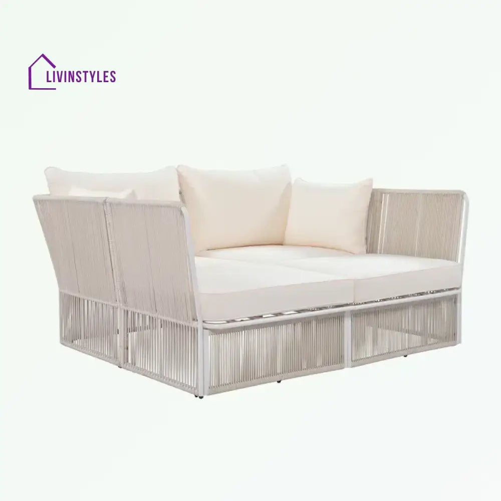 Paridhi Outdoor Poolside Sunbed With Cushion Daybed And Side Table (Braided & Rope)