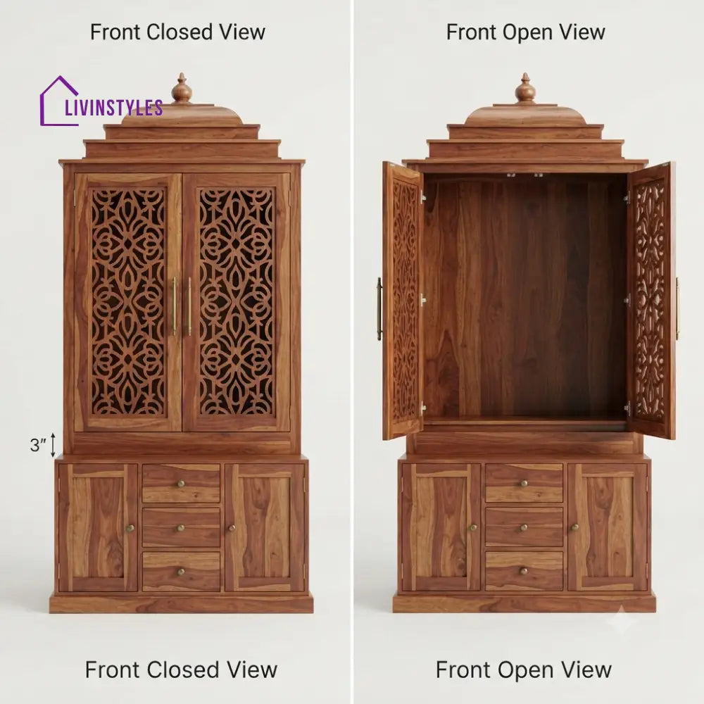 Paridhi Premium Solid Wood Home Temple | Pooja Mandir for Home