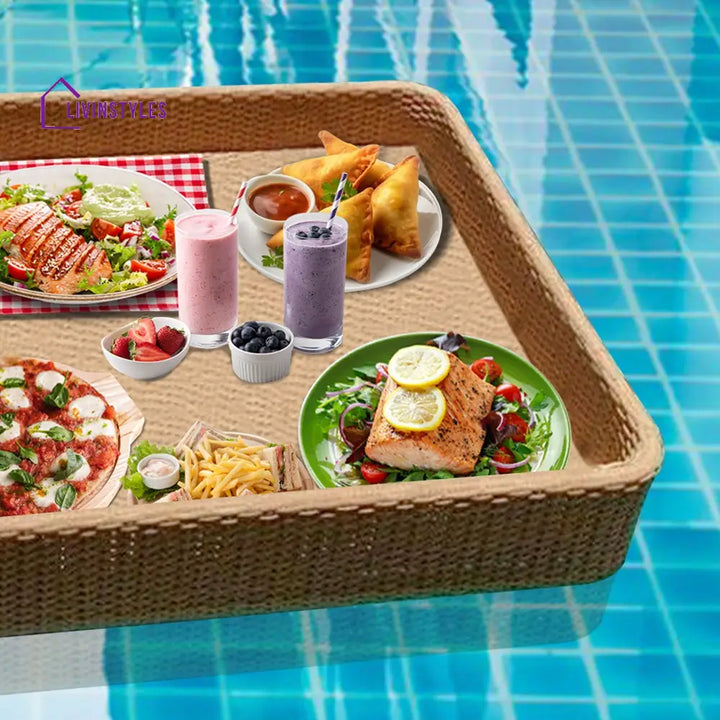 Parikshit Luxury Floating Serving Tray For Swimming Pool - Light Brown(Rectangle)