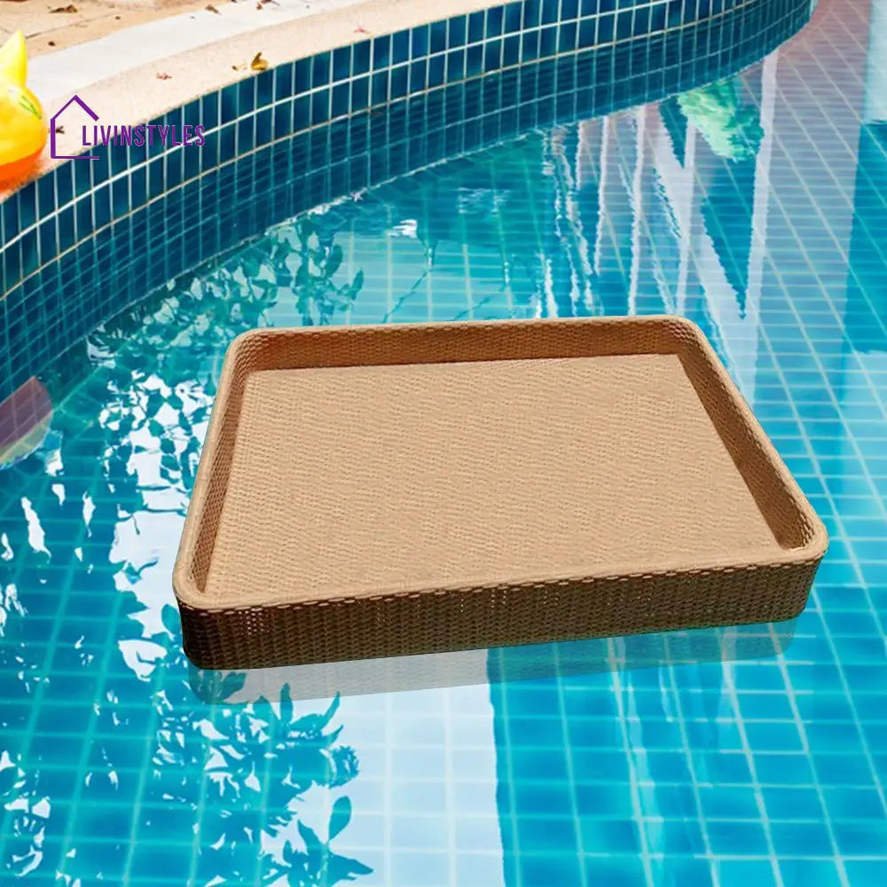Parikshit Luxury Floating Serving Tray For Swimming Pool - Light Brown(Rectangle)