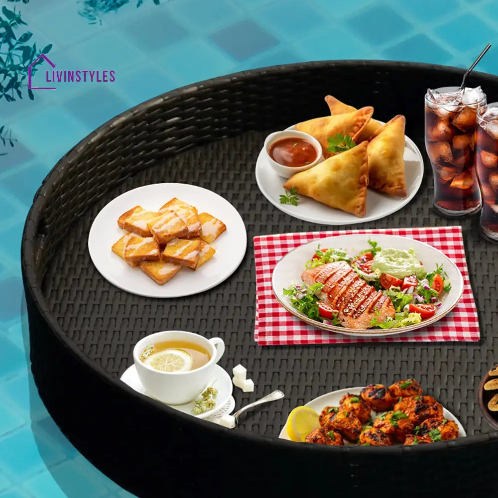 Parisha Luxury Floating Serving Tray For Swimming Pool - Brown (Round)