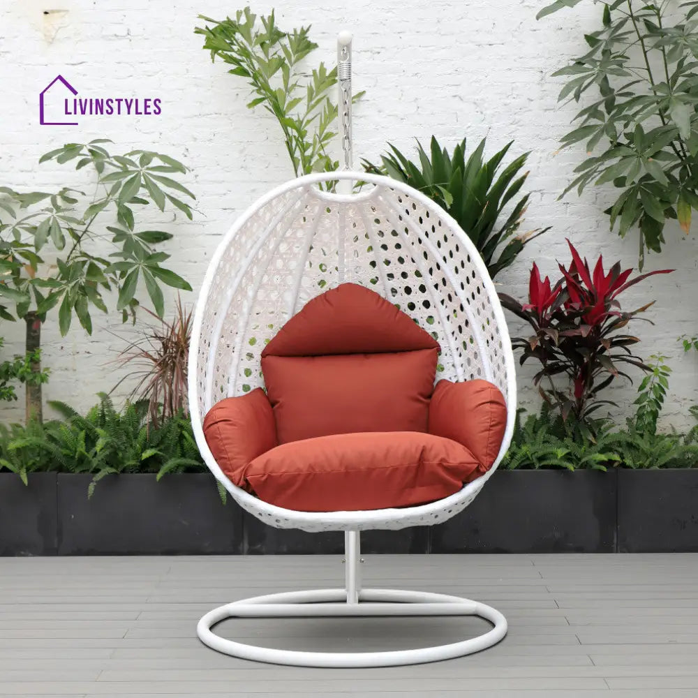 Paritosh Single Seater Hanging Swing With Stand For Balcony | Garden (White) Cherry Swings