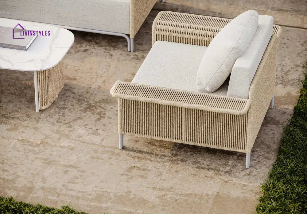 Parlak Outdoor Garden Balcony Sofa Set 2 Seater 2 Single seater and 1 Center Table Set (Honey) Braided & Rope - Sofa