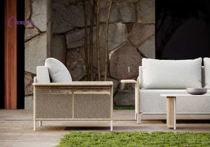 Parlak Outdoor Garden Balcony Sofa Set 2 Seater 2 Single seater and 1 Center Table Set (Honey) Braided & Rope - Sofa