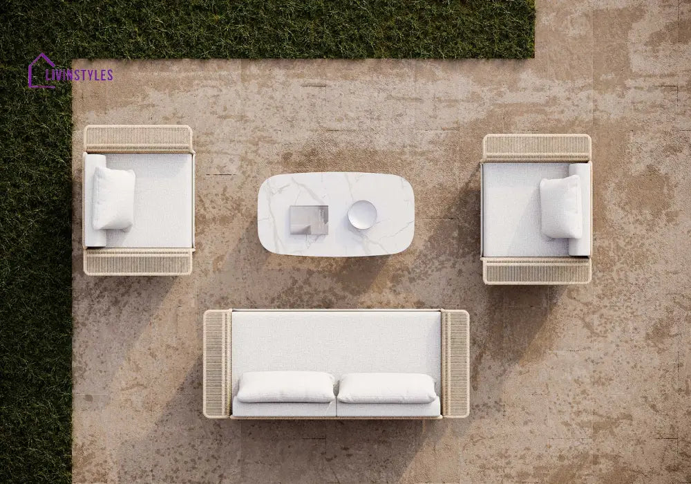 Parlak Outdoor Garden Balcony Sofa Set 2 Seater 2 Single seater and 1 Center Table Set (Honey) Braided & Rope - Sofa