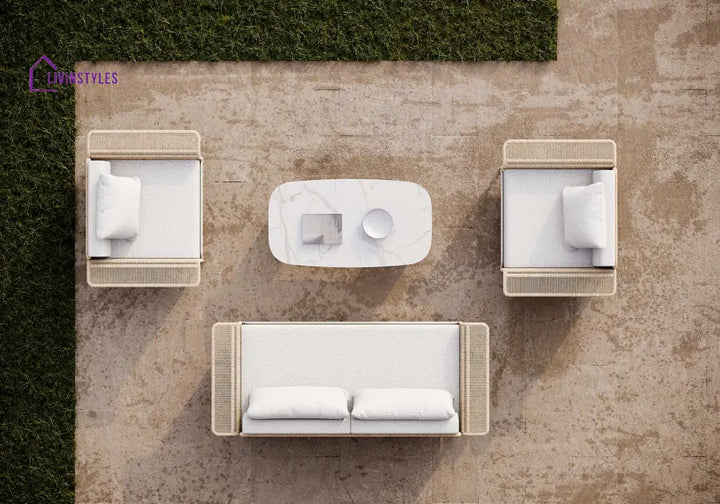Parlak Outdoor Garden Balcony Sofa Set 2 Seater 2 Single seater and 1 Center Table Set (Honey) Braided & Rope - Sofa