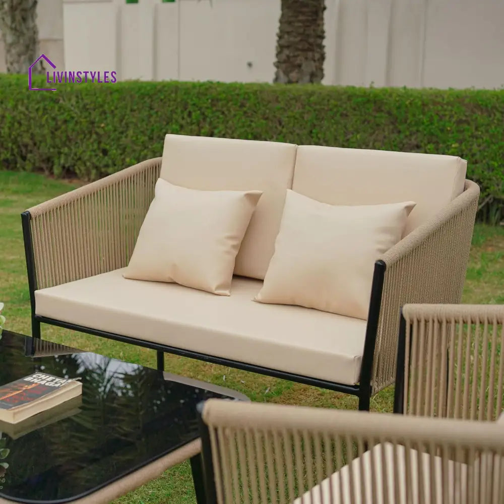 Parna Outdoor Garden Balcony Sofa Set 2 Seater 2 Single Seater 1 Center Table Set Braided and Rope - Sofa Sets