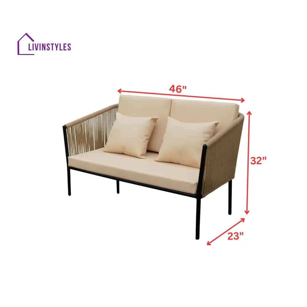 Parna Outdoor Garden Balcony Sofa Set 2 Seater 2 Single Seater 1 Center Table Set Braided and Rope - Sofa Sets