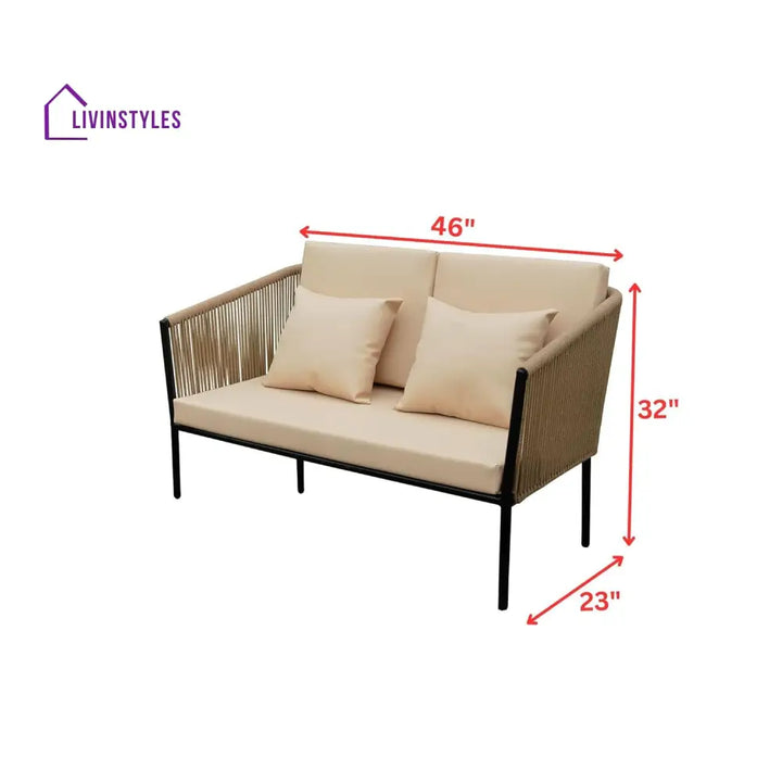 Parna Outdoor Garden Balcony Sofa Set 2 Seater 2 Single Seater 1 Center Table Set Braided and Rope - Sofa Sets