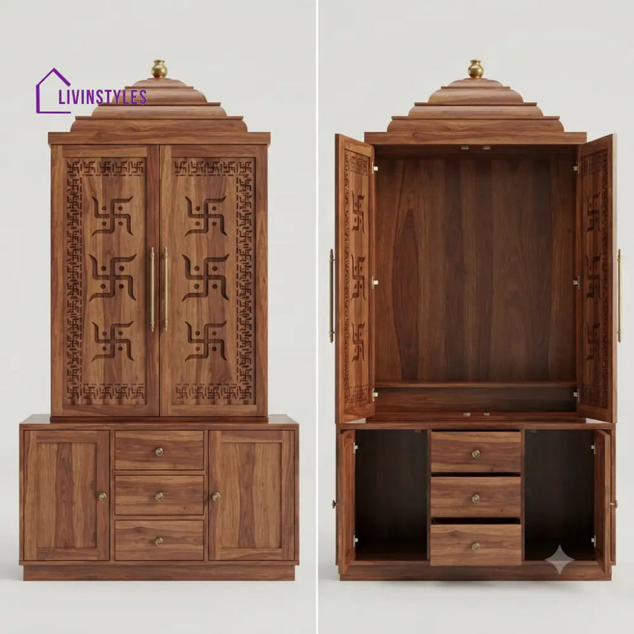 Parnika Premium Solid Wood Home Temple | Pooja Mandir for Home