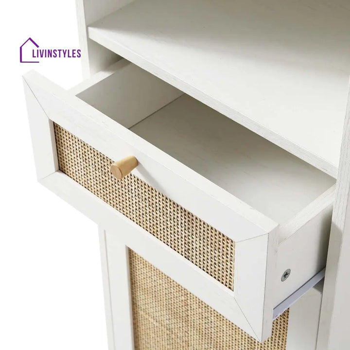 Frances Woven Rattan Tallboy Bathroom Unit White Bathroom Cabinets