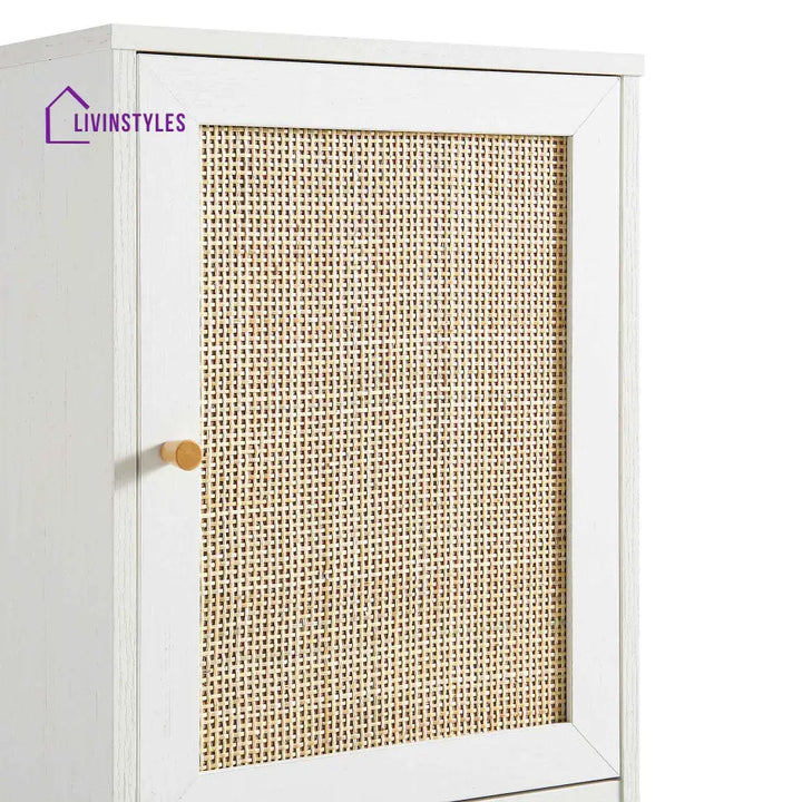 Frances Woven Rattan Tallboy Bathroom Unit White Bathroom Cabinets