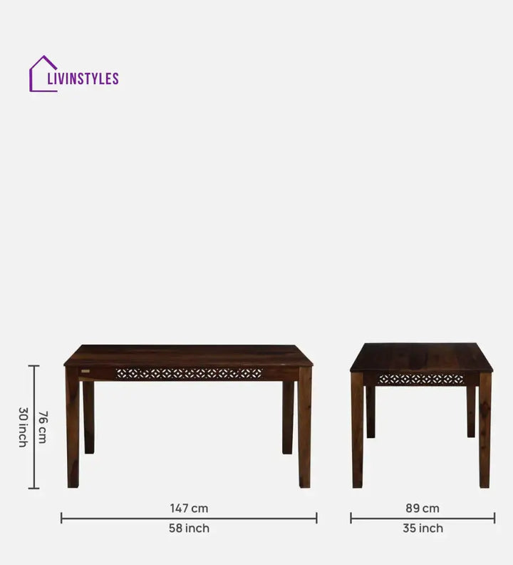 Parnika Sheesham Wood 6 Seater Dining Set In Provincial Teak Finish,