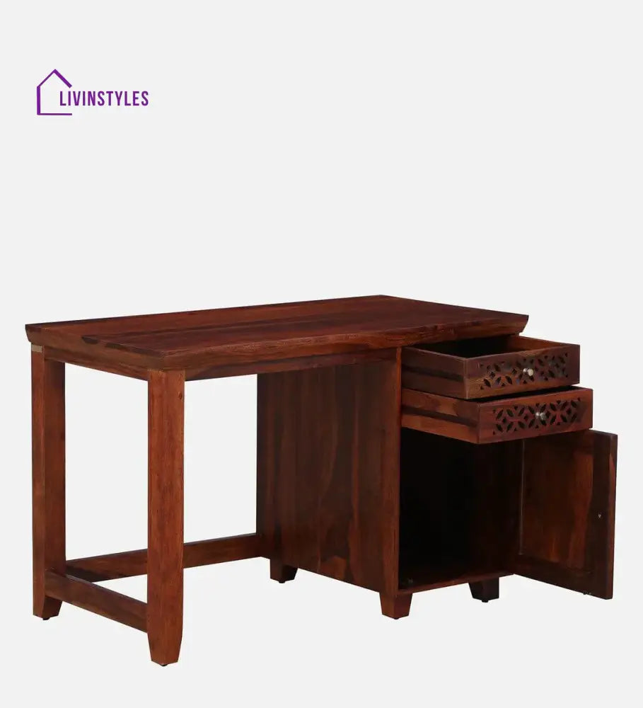 Parnika Sheesham Wood Writing Table In Honey Oak Finish