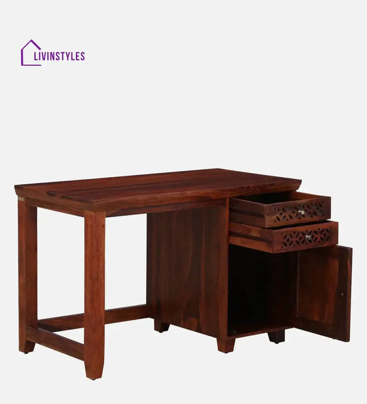 Parnika Sheesham Wood Writing Table In Honey Oak Finish