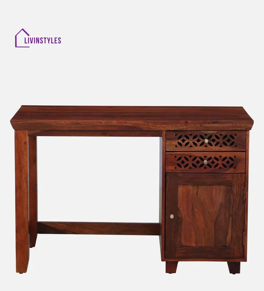 Parnika Sheesham Wood Writing Table In Honey Oak Finish