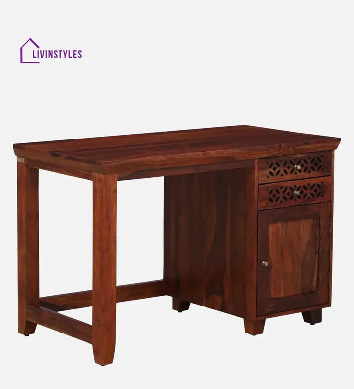 Parnika Sheesham Wood Writing Table In Honey Oak Finish