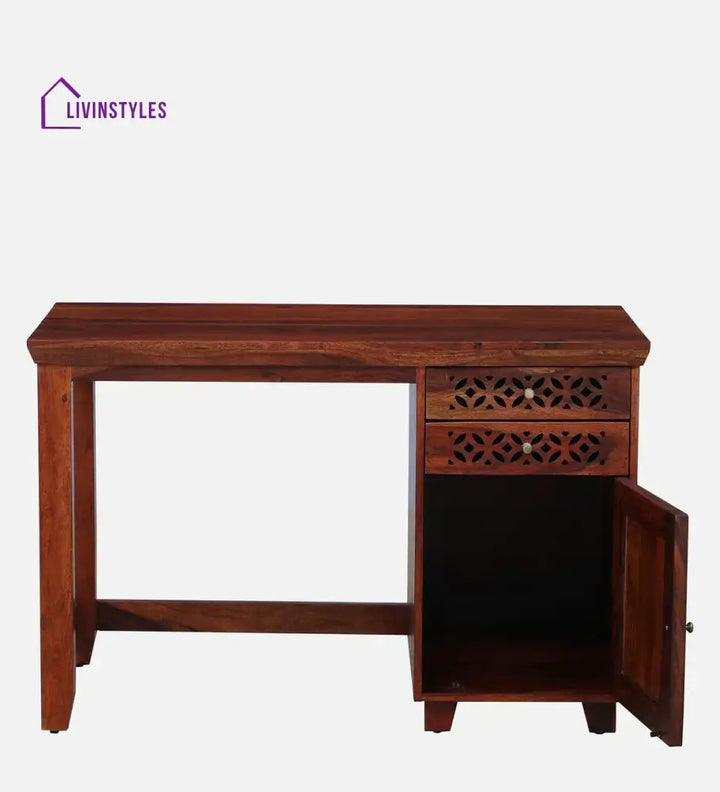 Parnika Sheesham Wood Writing Table In Honey Oak Finish