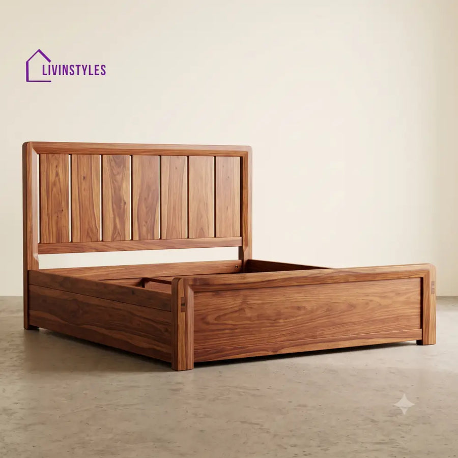 Parvathi Sheesham Wood Bed With Box Storage | Wooden Bed