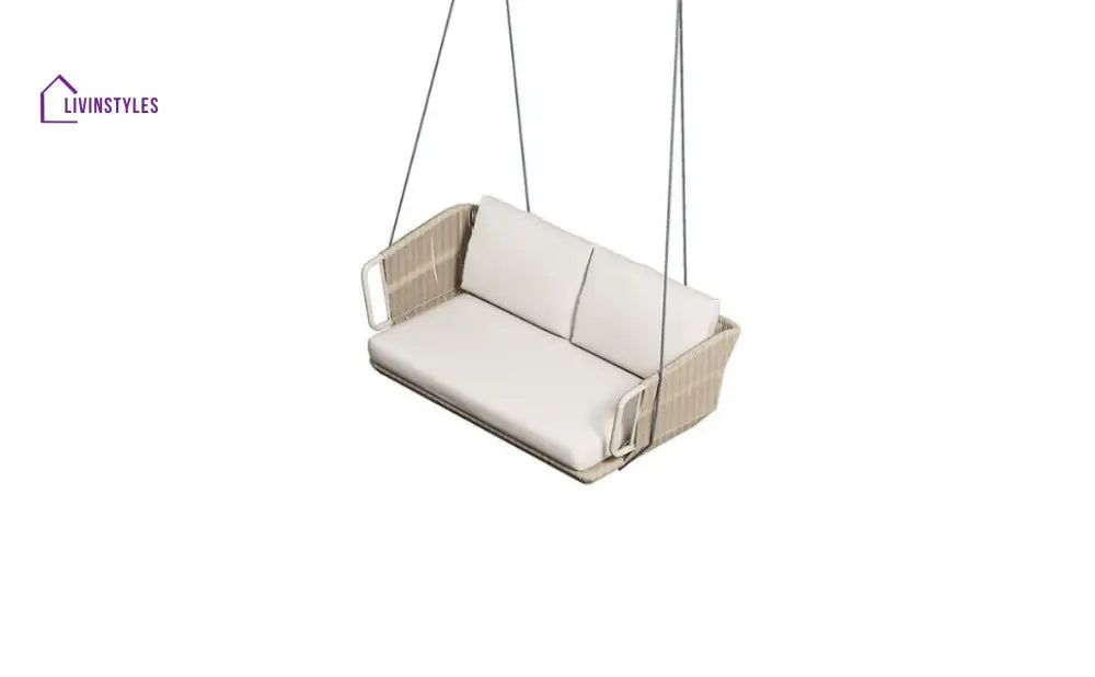 Pascale Double Seater Hanging Swing Without Stand For Balcony Garden Swing (Beige) Braided & Rope - Swings