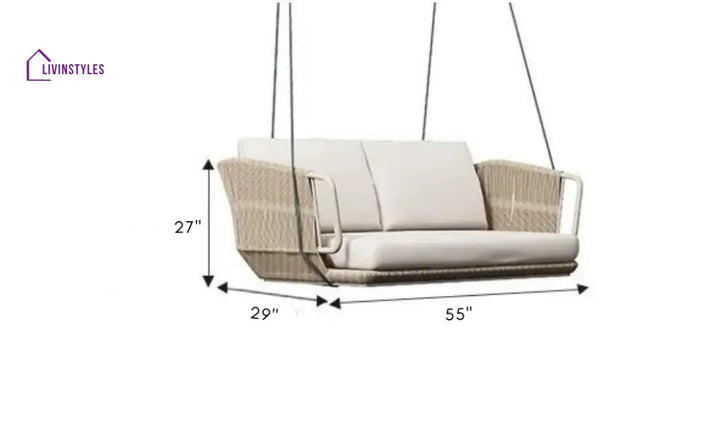 Pascale Double Seater Hanging Swing Without Stand For Balcony Garden Swing (Beige) Braided & Rope - Swings