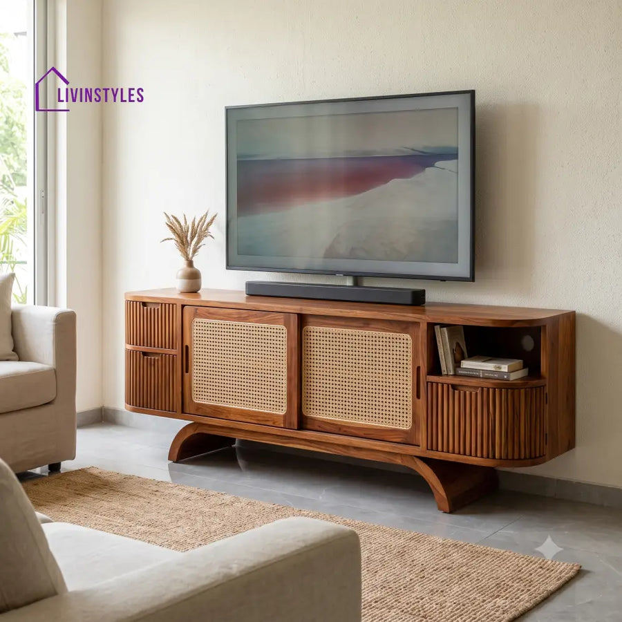 Pascaline Solid Sheesham Wood Tv Unit for Living Room | Tv Cabinet | Tv Console Unit