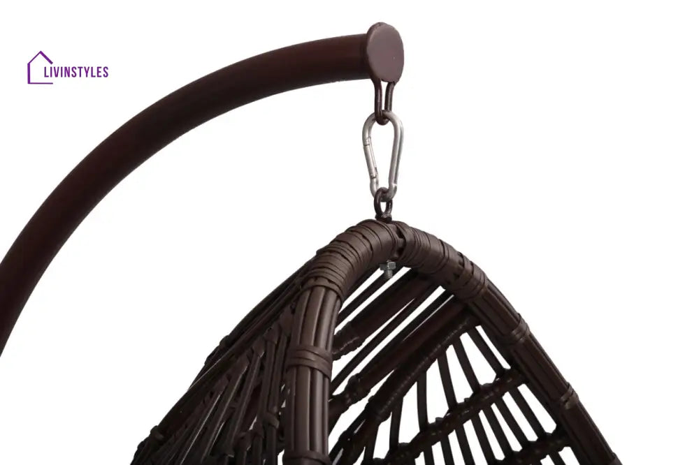 Pastora Single Seater Hanging Swing With Stand For Balcony Garden (Dark Brown) - Swings