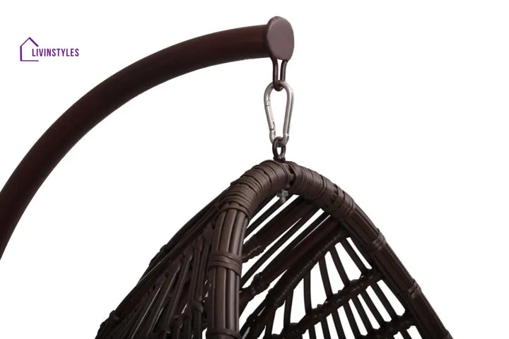Pastora Single Seater Hanging Swing With Stand For Balcony Garden (Dark Brown) - Swings