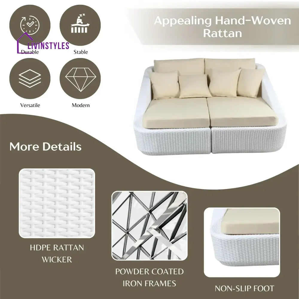 Patio Rattan & Wicker Double Conversation Daybed - Daybed