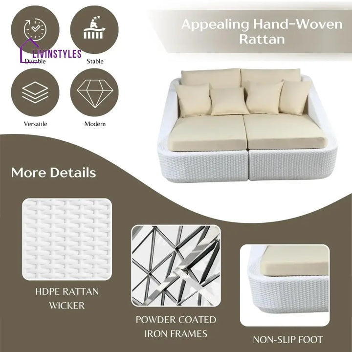 Patio Rattan & Wicker Double Conversation Daybed - Daybed