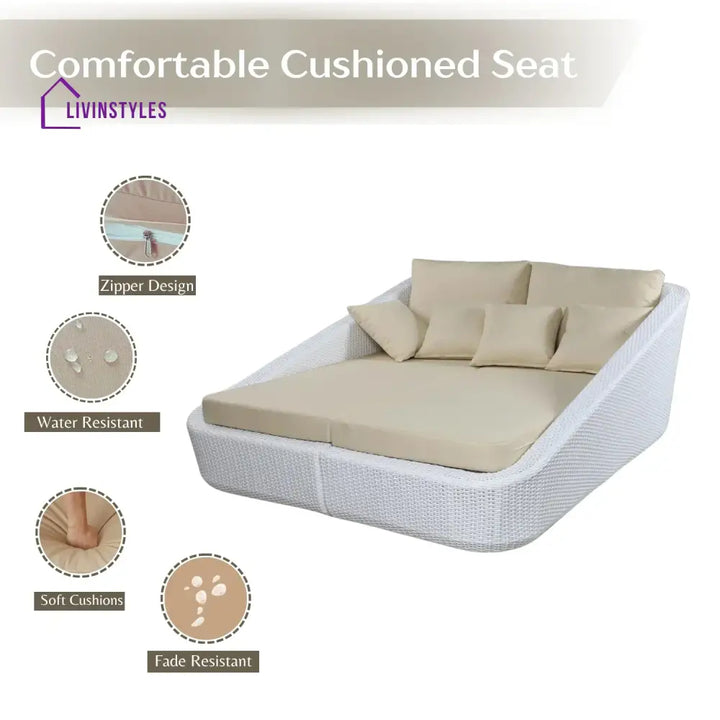 Patio Rattan & Wicker Double Conversation Daybed - Daybed