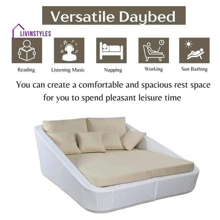 Patio Rattan & Wicker Double Conversation Daybed - Daybed