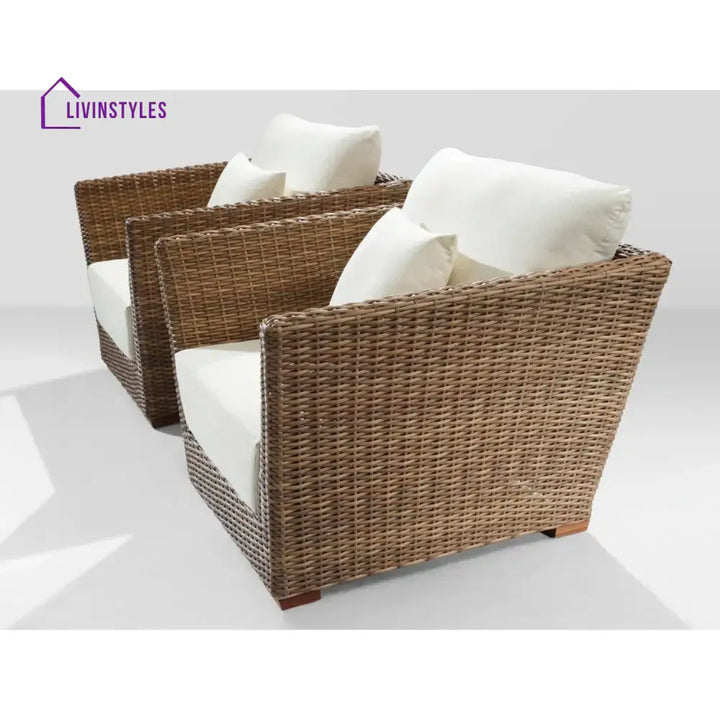 Patricia 5-Piece Outdoor Wicker Sofa Set With 2-Tier Glass Top Tables - Sofa Set