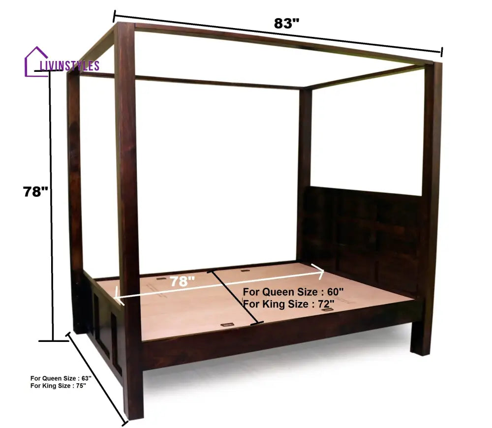 Patricia Solid Sheesham Wood Poster Bed Bed