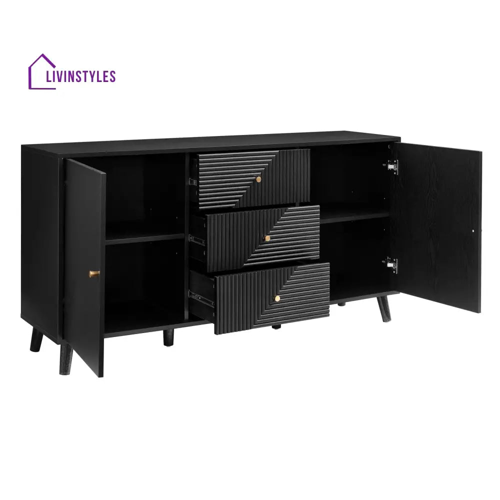 Patricio Large Sideboard with Drawers - Black Sideboard