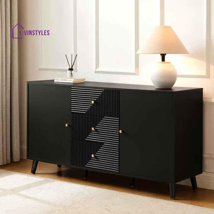 Patricio Large Sideboard with Drawers - Black Sideboard