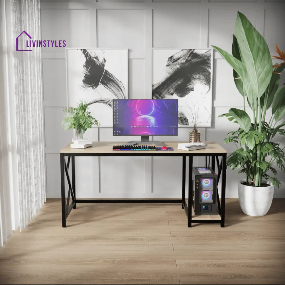Patrick Computer Table With Open Storage | Computer Table | Study Table for Home - Art & Drafting Tables