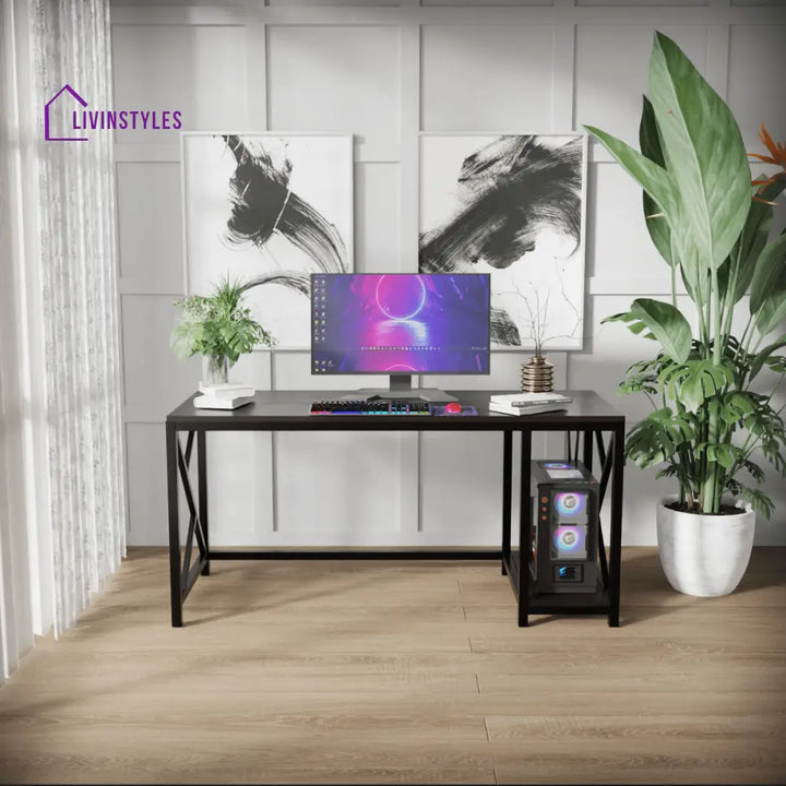 Patrick Computer Table With Open Storage | Computer Table | Study Table for Home - Art & Drafting Tables