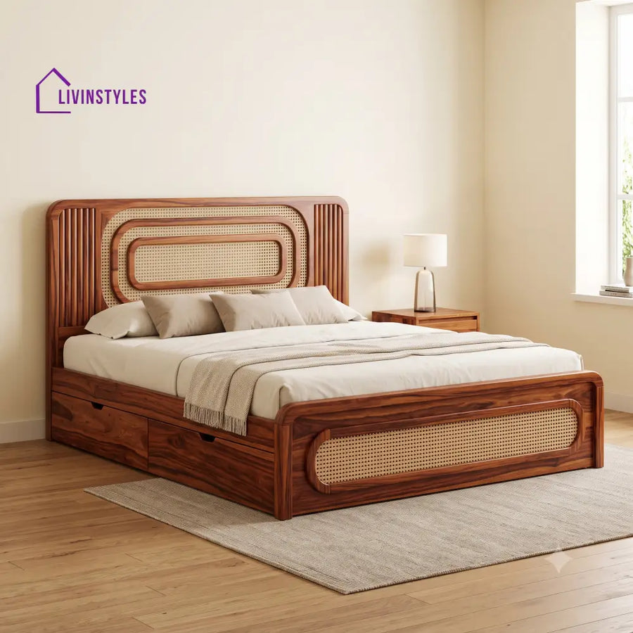 Paul Premium Wooden Bed with Drawer Storage | King Size Bed & Queen Size Bed Online