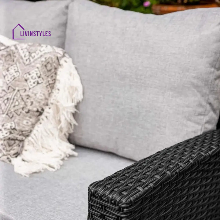 Paulina 6-Piece All-Weather Wicker Patio Furniture Set (Black/Grey) - Sofa Set