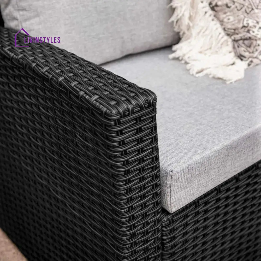 Paulina 6-Piece All-Weather Wicker Patio Furniture Set (Black/Grey) - Sofa Set