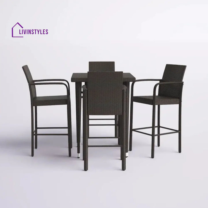 Pauline 5-Piece Outdoor Rattan Wicker Bar Set with Wicker Top Table - Bar Set