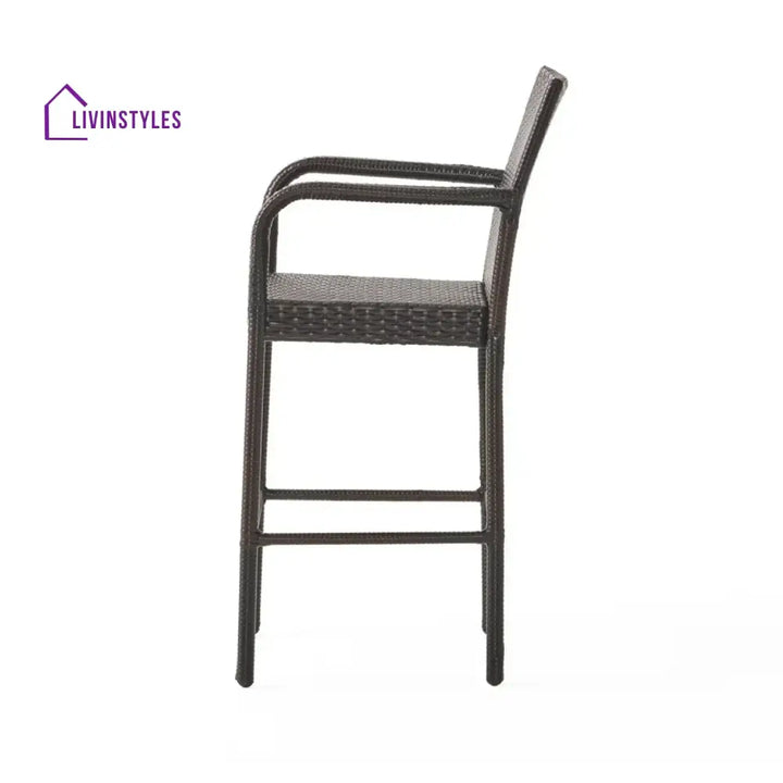 Pauline 5-Piece Outdoor Rattan Wicker Bar Set with Wicker Top Table - Bar Set