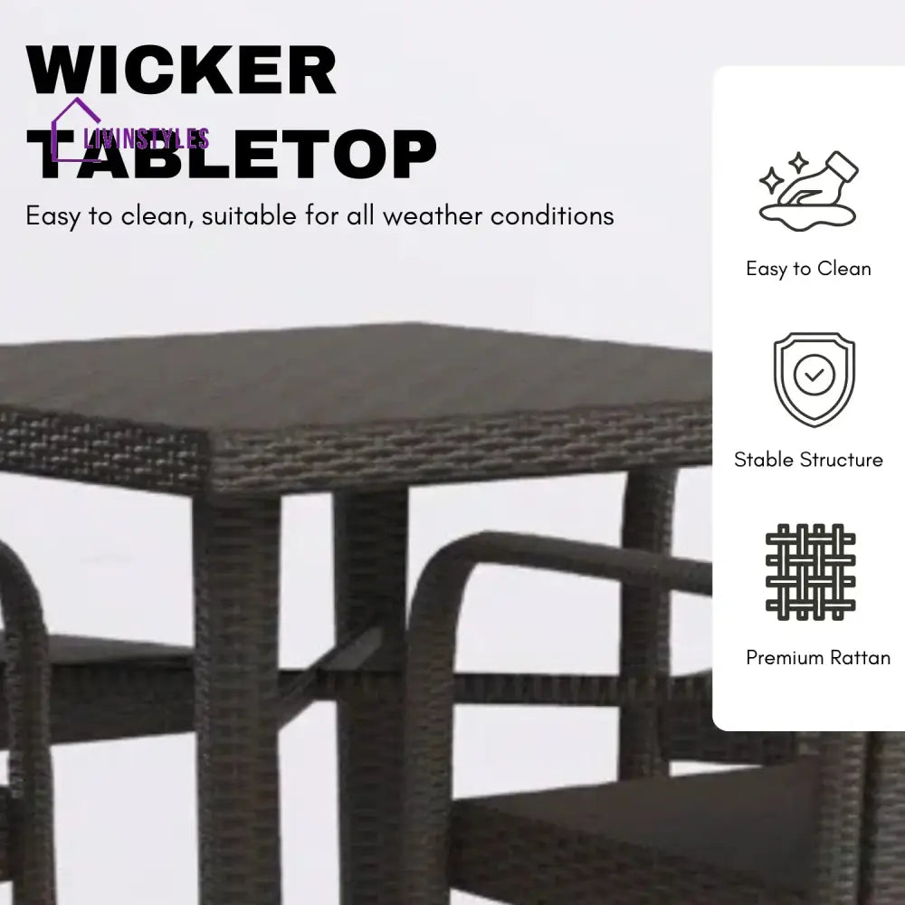 Pauline 5-Piece Outdoor Rattan Wicker Bar Set with Wicker Top Table - Bar Set