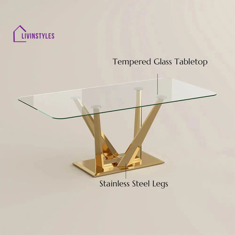 Pavel Rectangular Glass Dining Table Set for 6