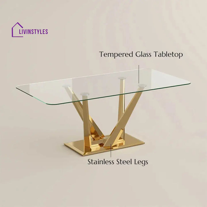 Pavel Rectangular Glass Dining Table Set for 6