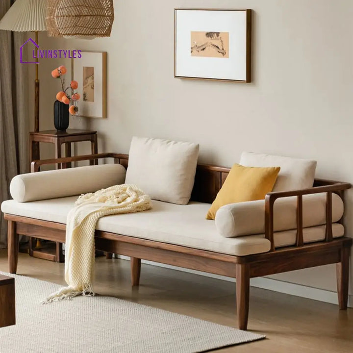 Pavel Solid Wood 3 Seater Sofa for Living Room