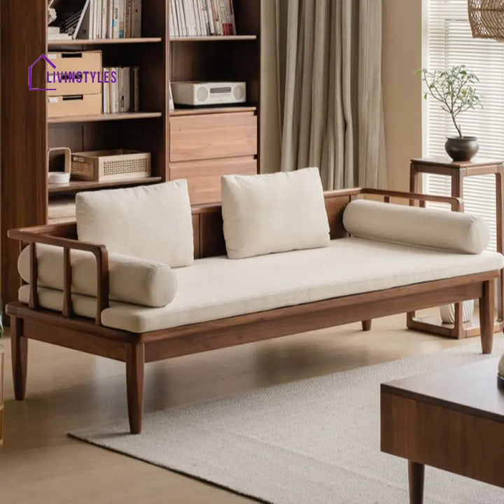 Pavel Solid Wood 3 Seater Sofa for Living Room