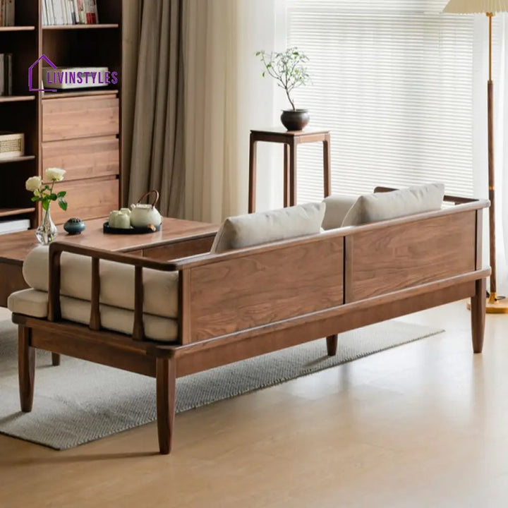Pavel Solid Wood 3 Seater Sofa for Living Room