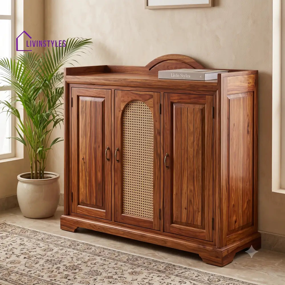 Pavithra Sheesham Wood Shoe Rack | Wooden Shoe Cabinet